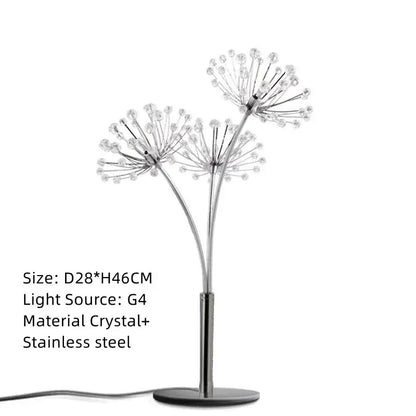 Silver crystal dandelion led floor lamp for living room bedroom