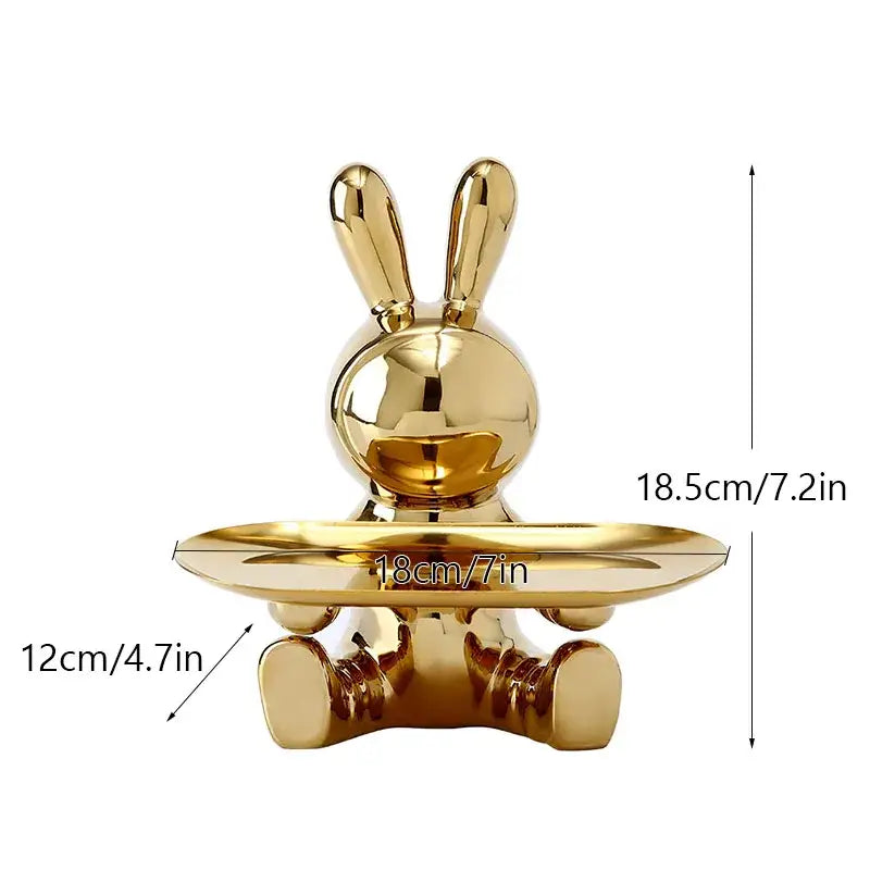 Silver astronaut rabbit resin tray office storage decor