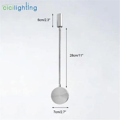 Silver flexible gooseneck led wall sconce for bedroom reading