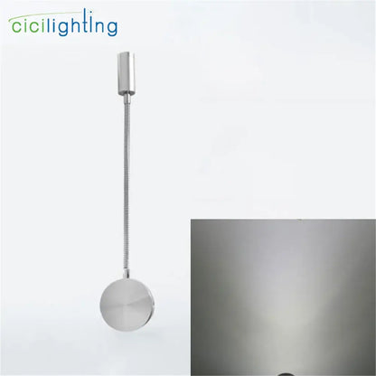 Silver flexible gooseneck led wall sconce for bedroom reading