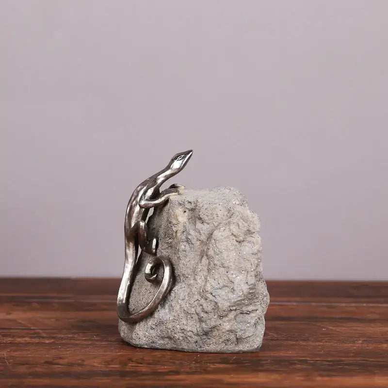 Silver gecko lizard resin candlestick living room decor figurines