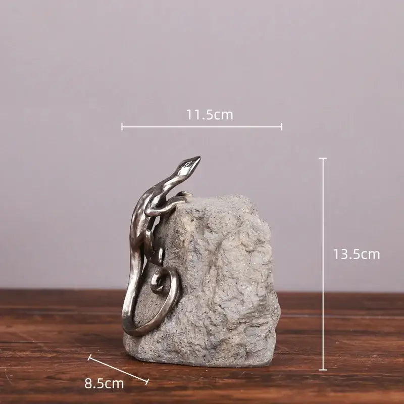 Silver gecko lizard resin candlestick living room decor figurines