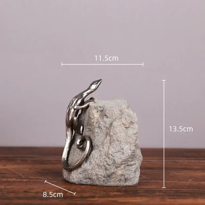 Silver gecko lizard resin candlestick living room decor figurines