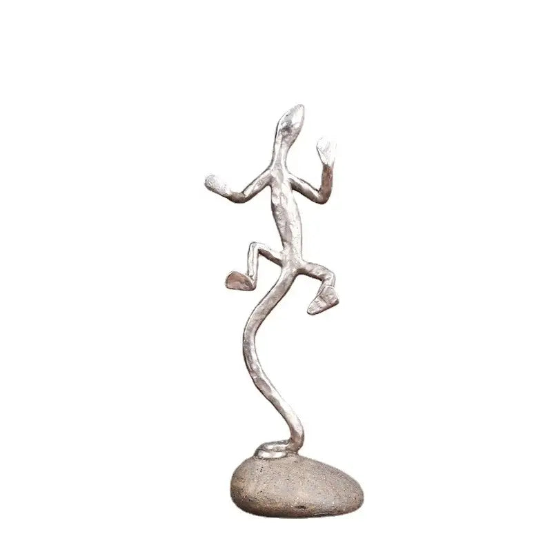 Silver gecko lizard resin candlestick living room decor figurines