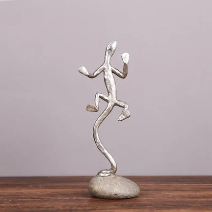 Silver gecko lizard resin candlestick living room decor figurines