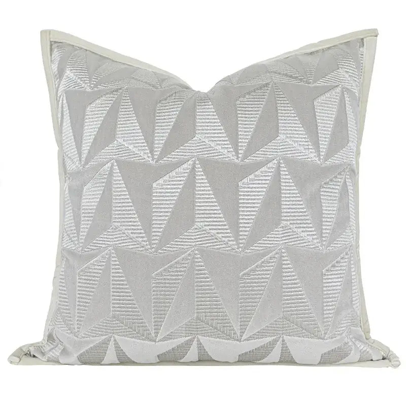 Silver geometric embroidery pillow cover living room luxe cushion