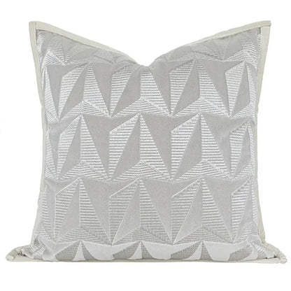 Silver geometric embroidery pillow cover living room luxe cushion