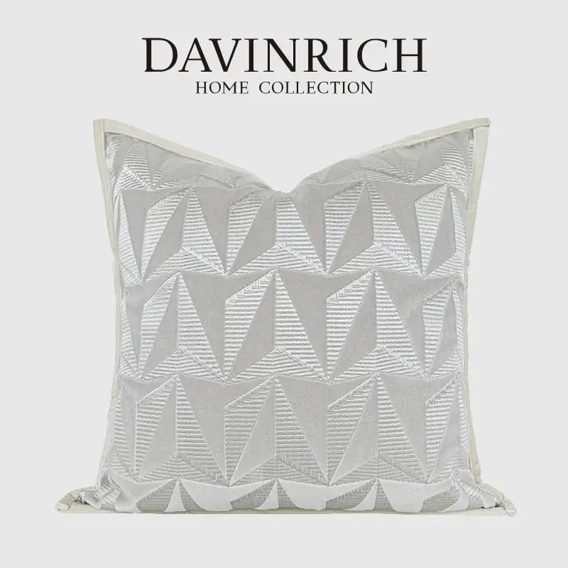 Silver geometric embroidery pillow cover living room luxe cushion