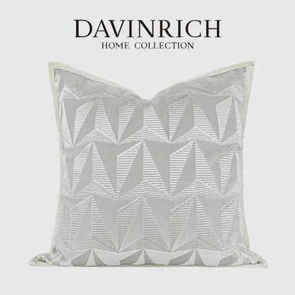 Silver geometric embroidery pillow cover living room luxe cushion
