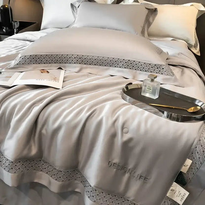 Silver gray eucalyptus fiber summer quilt bedroom bedding set