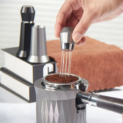 Silver hexagonal aluminum espresso distributor wdt tool kitchen accessory