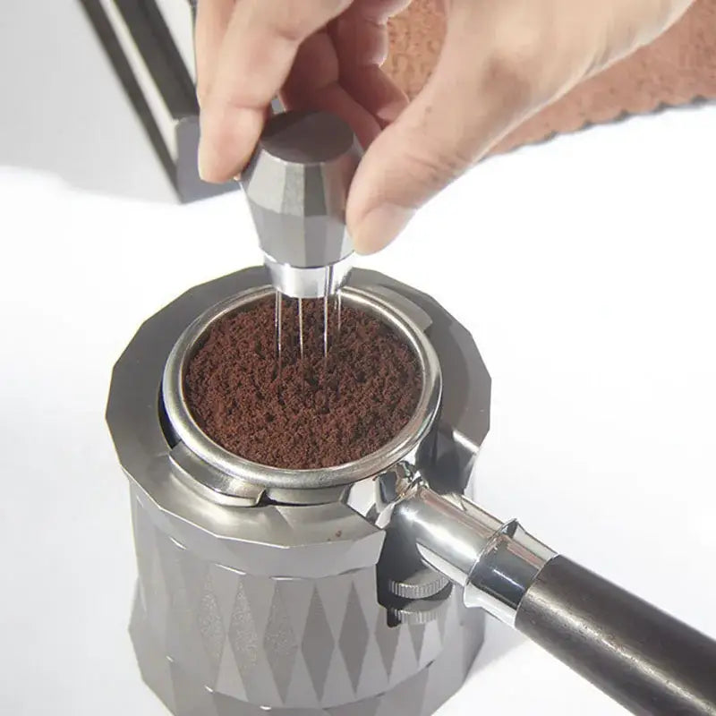 Silver hexagonal aluminum espresso distributor wdt tool kitchen accessory