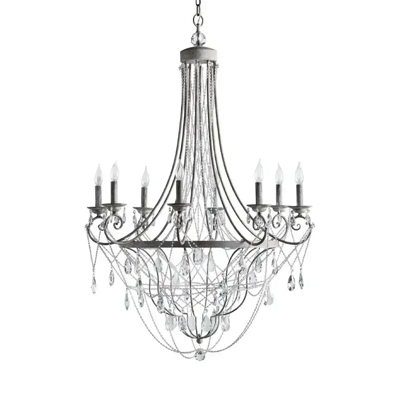 Silver iron art crystal pendant light for dining room
