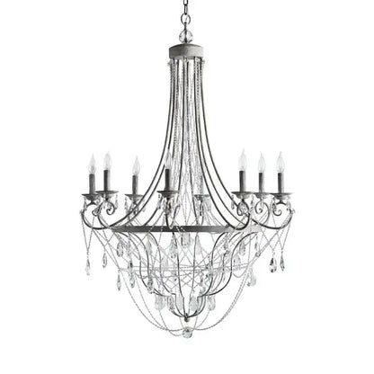 Silver iron art crystal pendant light for dining room