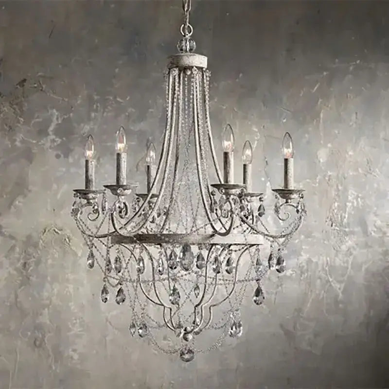 Silver iron art crystal pendant light for dining room