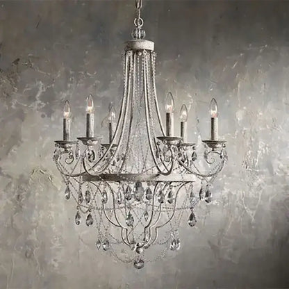 Silver iron art crystal pendant light for dining room