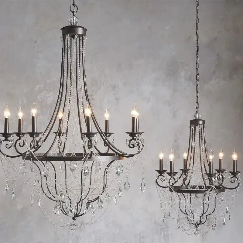Silver iron art crystal pendant light for dining room