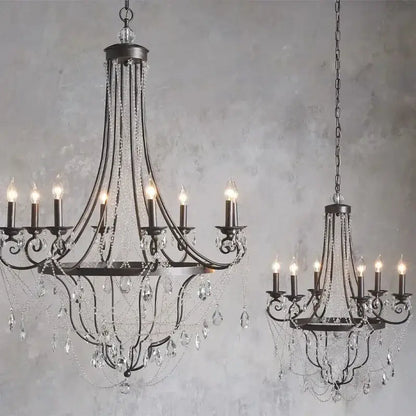 Silver iron art crystal pendant light for dining room