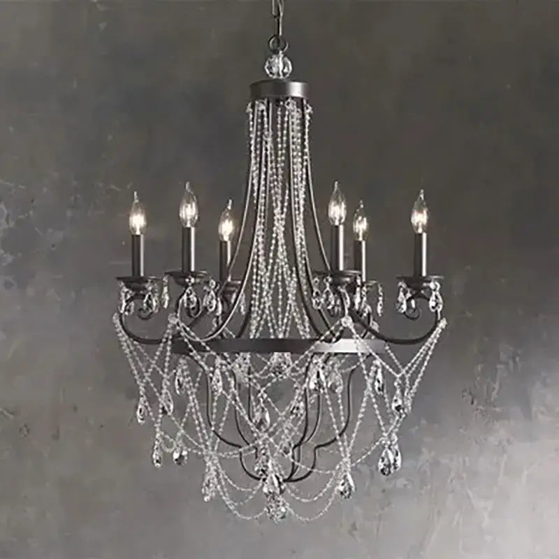 Silver iron art crystal pendant light for dining room