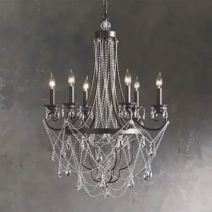 Silver iron art crystal pendant light for dining room