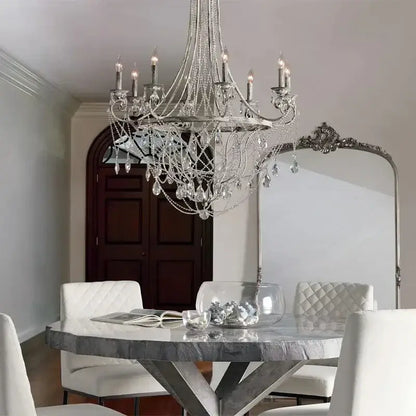 Silver iron art crystal pendant light for dining room