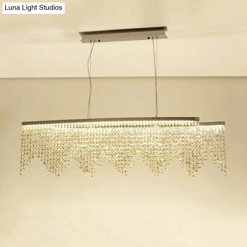 DecorBites™ Silver LED Crystal Island Pendant - Sleek and Contemporary Ceiling Suspension Lamp