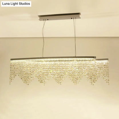 DecorBites™ Silver LED Crystal Island Pendant - Sleek and Contemporary Ceiling Suspension Lamp