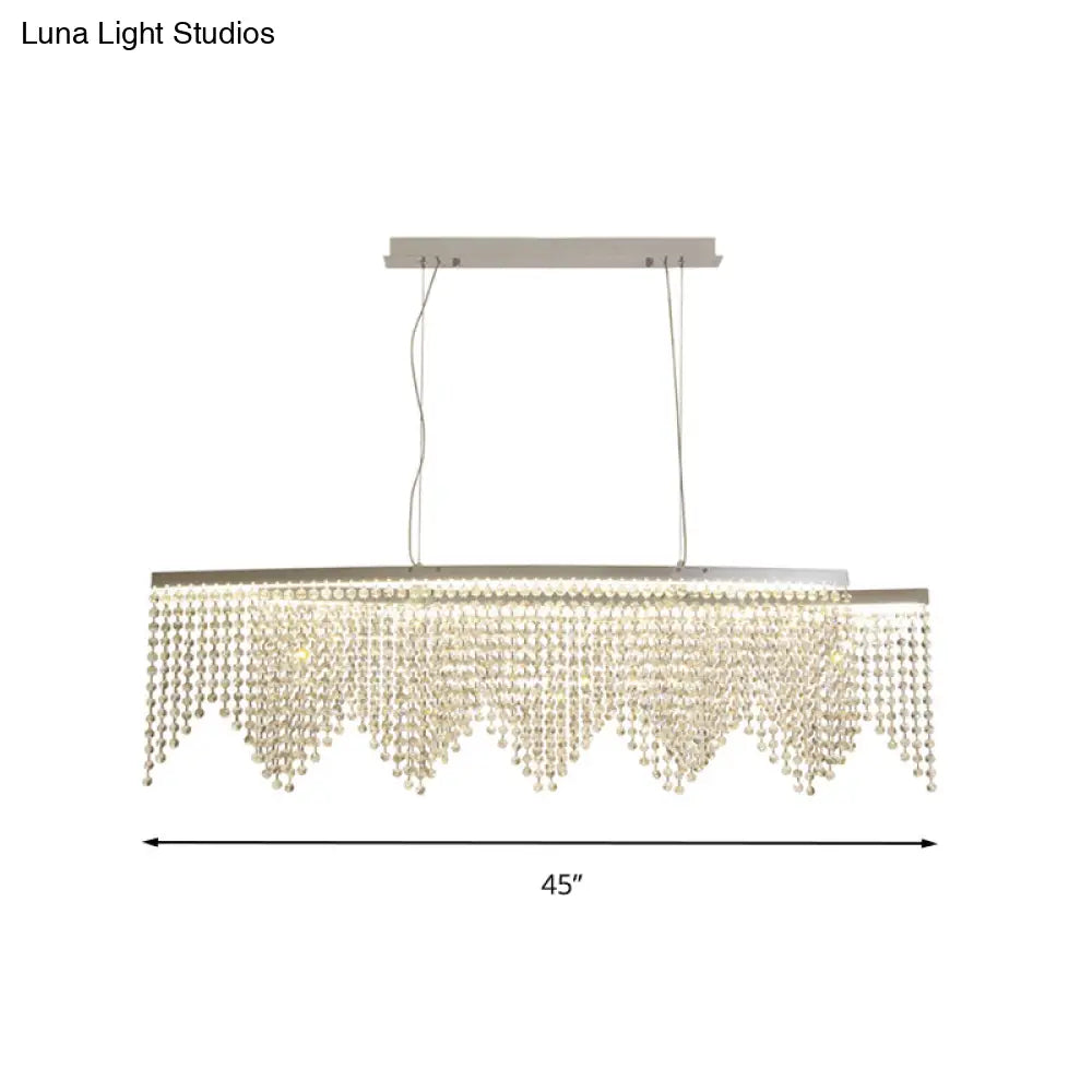 DecorBites™ Silver LED Crystal Island Pendant - Sleek and Contemporary Ceiling Suspension Lamp