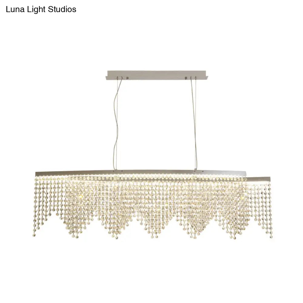 DecorBites™ Silver LED Crystal Island Pendant - Sleek and Contemporary Ceiling Suspension Lamp