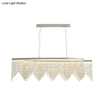 DecorBites™ Silver LED Crystal Island Pendant - Sleek and Contemporary Ceiling Suspension Lamp