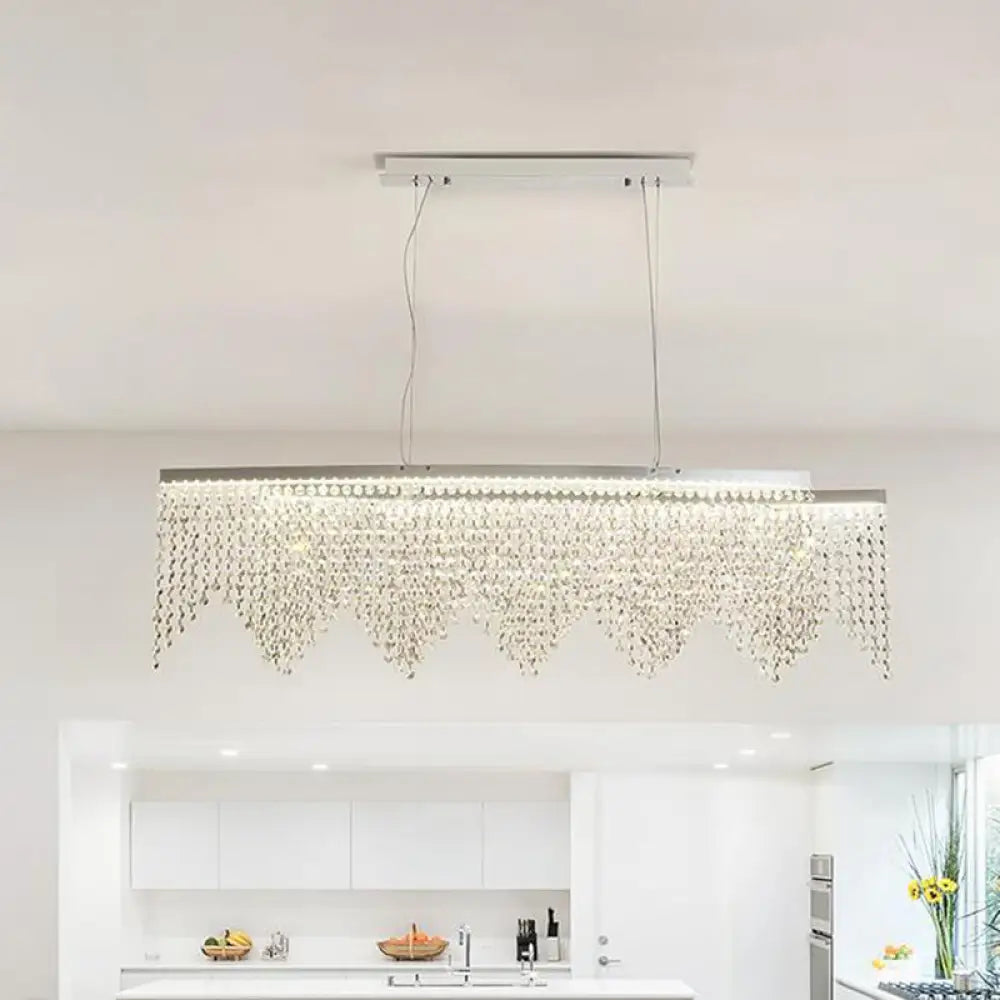 DecorBites™ Silver LED Crystal Island Pendant - Sleek and Contemporary Ceiling Suspension Lamp