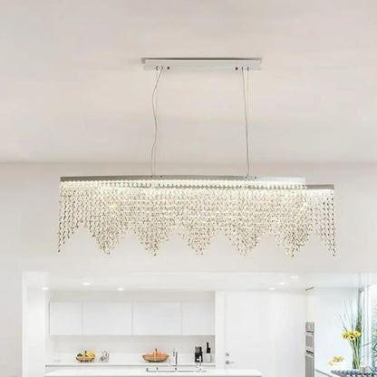 DecorBites™ Silver LED Crystal Island Pendant - Sleek and Contemporary Ceiling Suspension Lamp