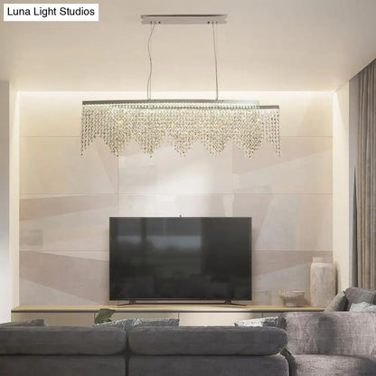 DecorBites™ Silver LED Crystal Island Pendant - Sleek and Contemporary Ceiling Suspension Lamp