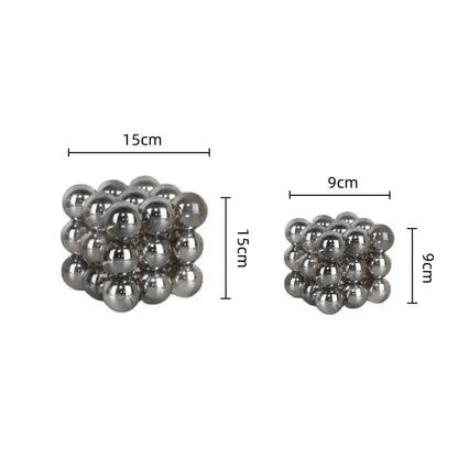 Silver magnetic crystal glass ball stack blocks living room decor