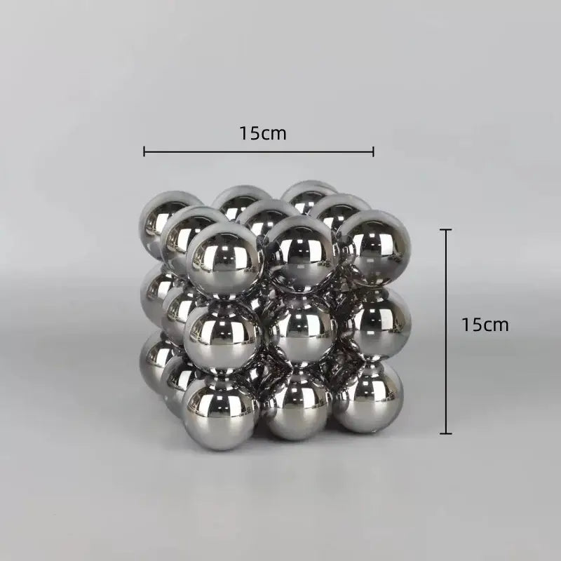 Silver magnetic crystal glass ball stack blocks living room decor