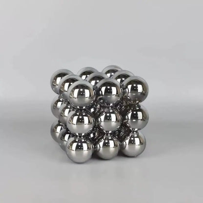 Silver magnetic crystal glass ball stack blocks living room decor