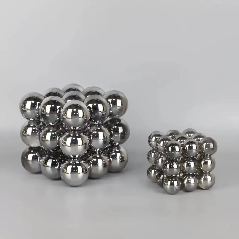 Silver magnetic crystal glass ball stack blocks living room decor