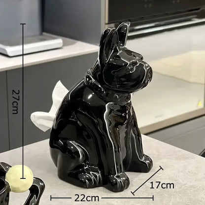 Silver metallic french bulldog ceramic tissue box living room decor