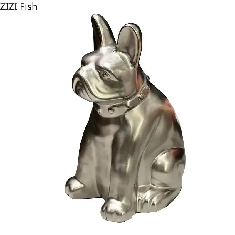 Silver metallic french bulldog ceramic tissue box living room decor
