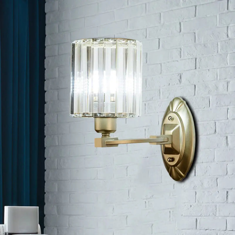 DecorBites™ Silver Modern Cylinder Crystal Wall Light Fixture for Living Room - 1/2 Lights Sconce