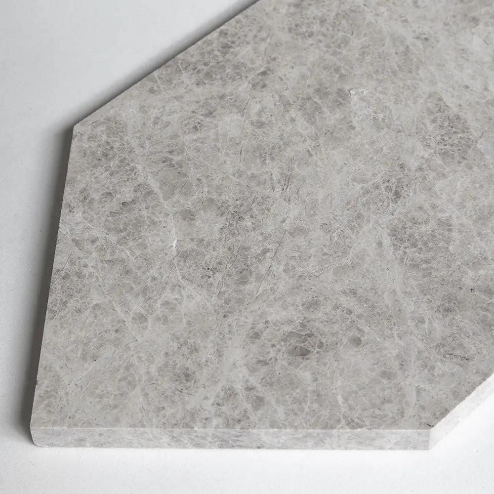 Silver Mystique Honed Large Hexagon Marble Tiles 6x12