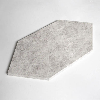 Silver Mystique Honed Large Hexagon Marble Tiles 6x12