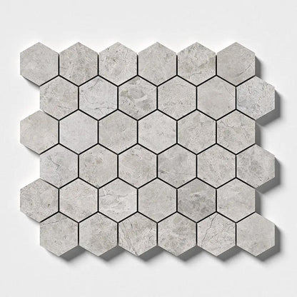 Silver Mystique Polished Hexagon Marble Mosaics 10 3/8x12