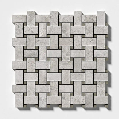 Silver Mystique Polished Basket Weave Marble Mosaics 12x12
