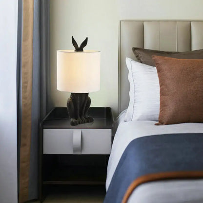 Silver rabbit nightstand lamp bedroom bedside table light