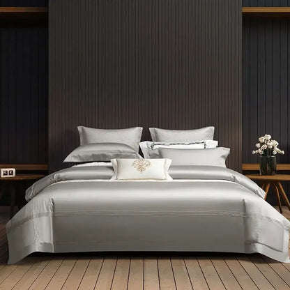 Silver satin egyptian cotton bedding set bedroom luxury 1000tc