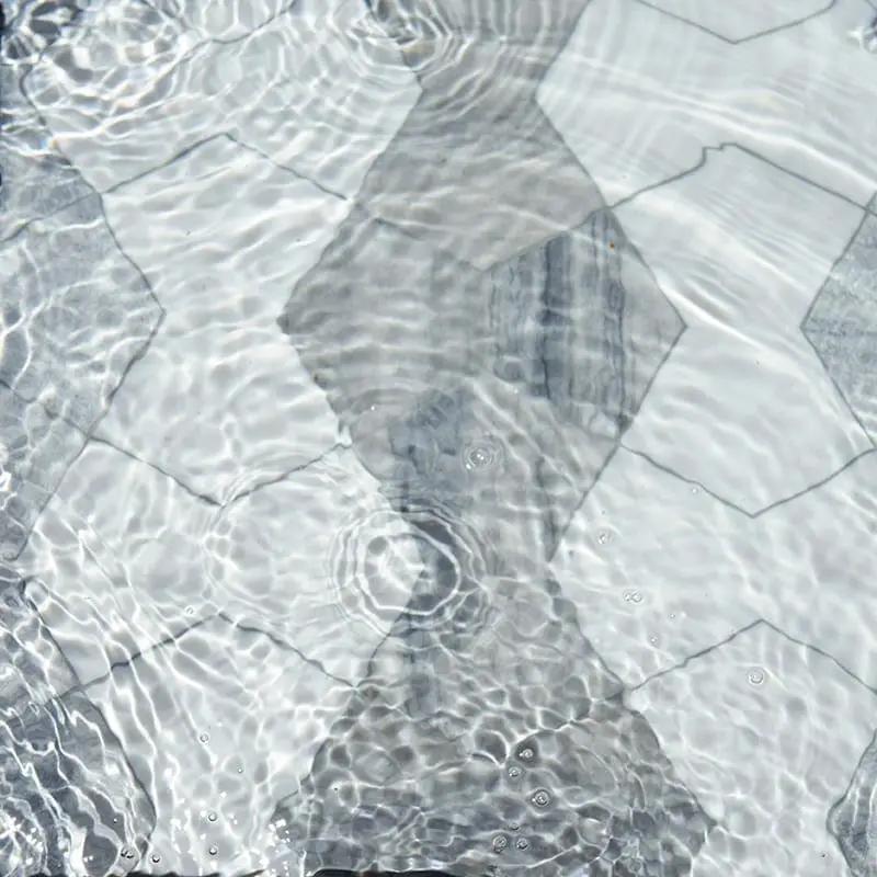 Silver Sky, Bianco Dolomite Multi Finish Cravat Marble Wall Decos 4 3/4x7 15/32