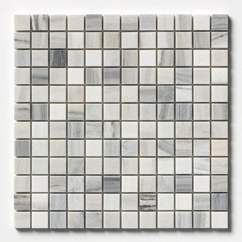 Silver Sky Honed 1x1 Marble Mosaics 12x12