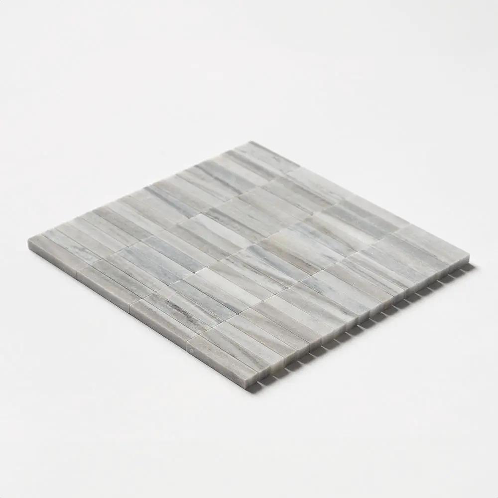 Silver Sky Honed 5/8x3 Marble Mosaics 12x12