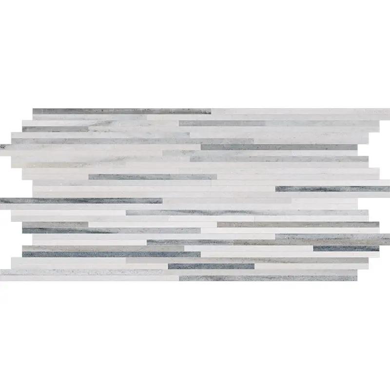 Silver Sky Honed Bamboo Marble Mosaics 6x12